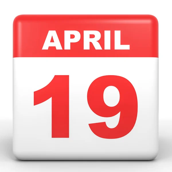 19. April Kalender auf weißem Hintergrund. — Stockfoto