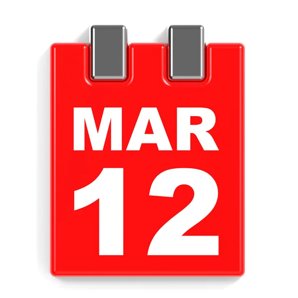 March 12. Calendar on white background. — Stock Photo, Image