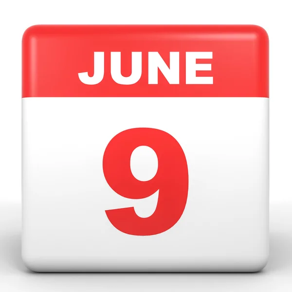 9 de junio. Calendario sobre fondo blanco . — Foto de Stock