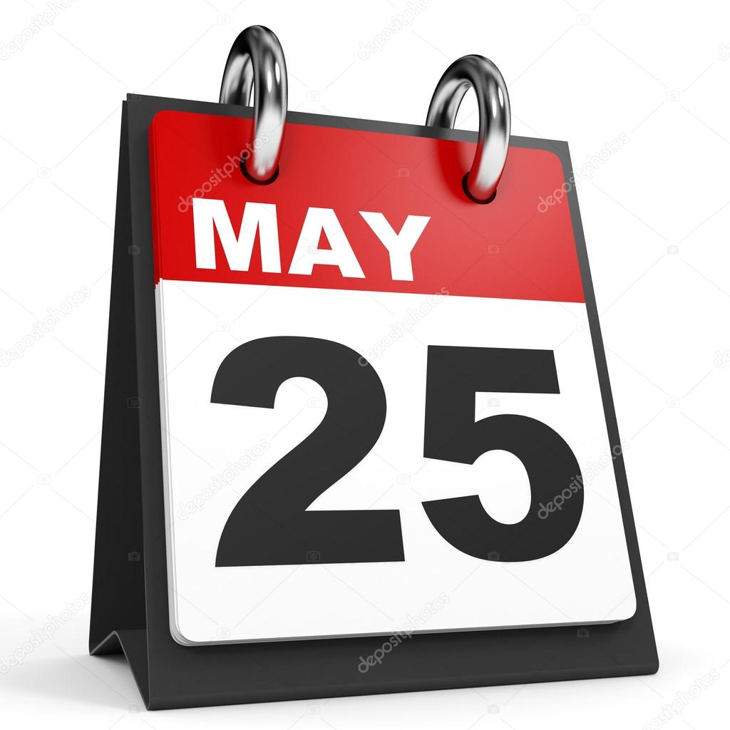May 25. Calendar on white background.