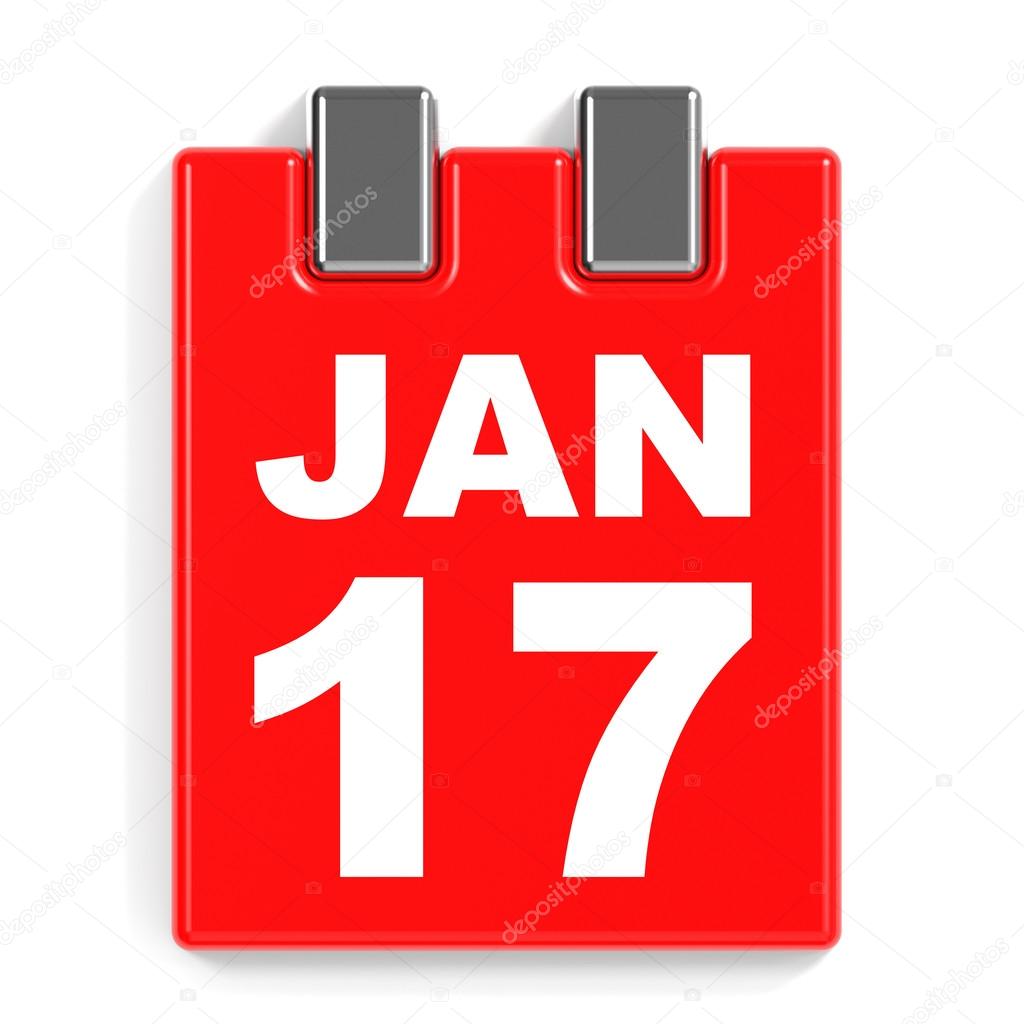 January 17. Calendar on white background.