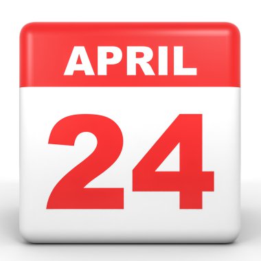 24 Nisan. Beyaz arka plan üzerinde takvim.