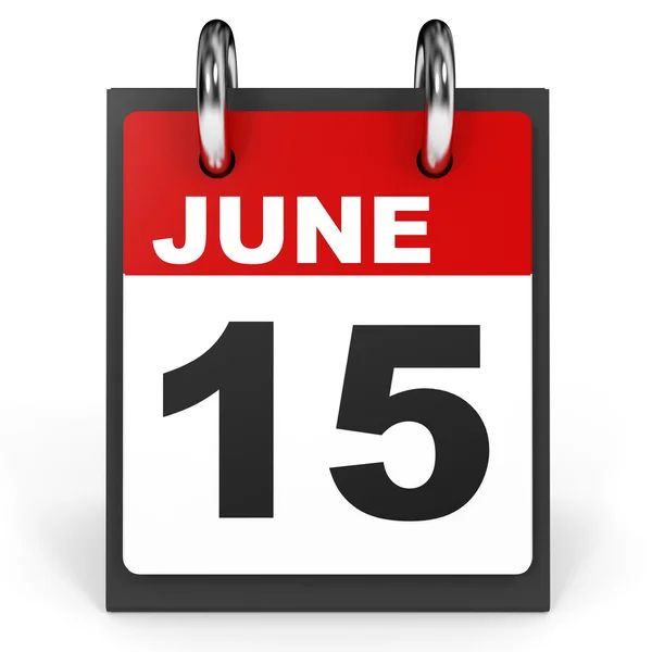 15. Juni Kalender auf weißem Hintergrund. — Stockfoto
