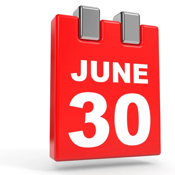 30 de junio. Calendario sobre fondo blanco . — Foto de Stock