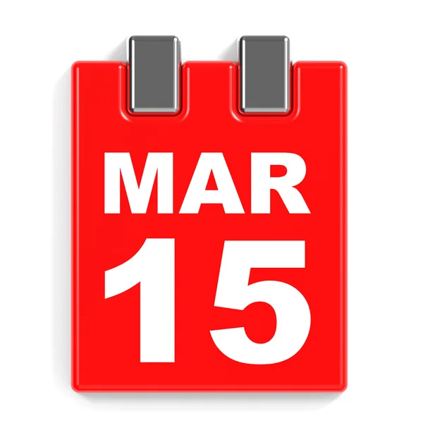 15 marzo. Calendario su sfondo bianco . — Foto Stock