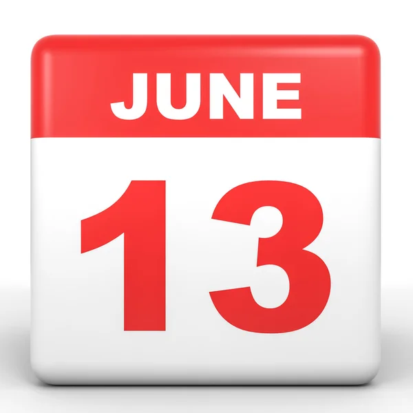 13 de junio. Calendario sobre fondo blanco . — Foto de Stock