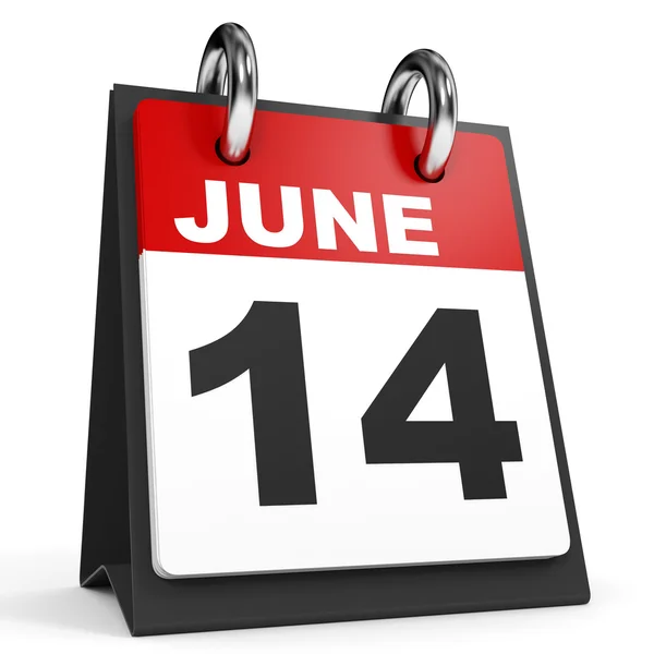 14. Juni Kalender auf weißem Hintergrund. — Stockfoto