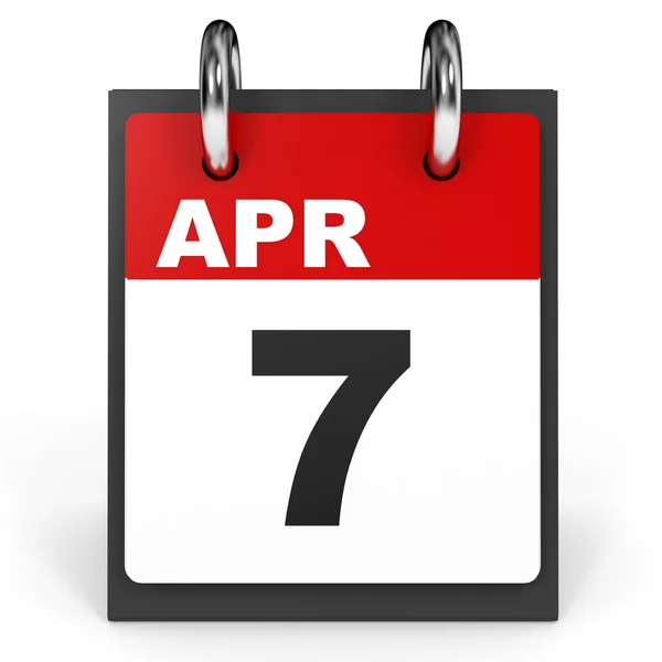 7. dubna. Kalendář na bílém pozadí. — Stock fotografie