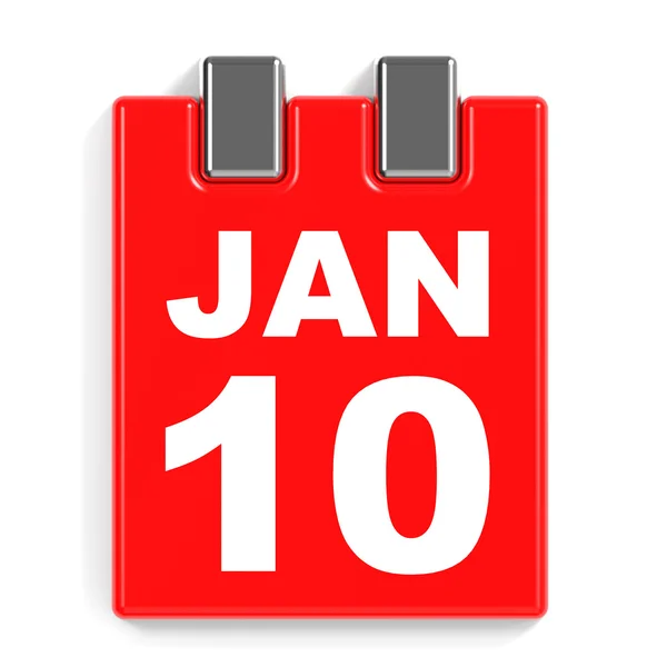 10 stycznia. Kalendarz na białym tle. — Zdjęcie stockowe