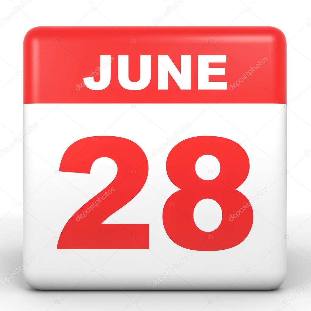 28 de junio. Calendario sobre fondo blanco . — Foto de ...