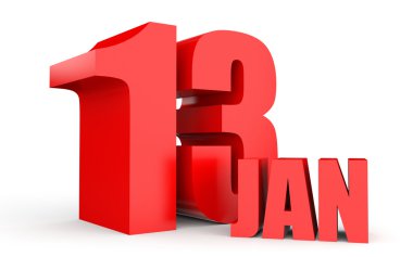 13 Ocak. Beyaz arka plan üzerinde metin.