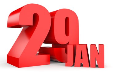 29 Ocak. Beyaz arka plan üzerinde metin.