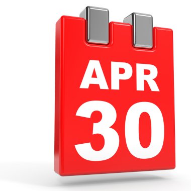30 Nisan. Beyaz arka plan üzerinde takvim.