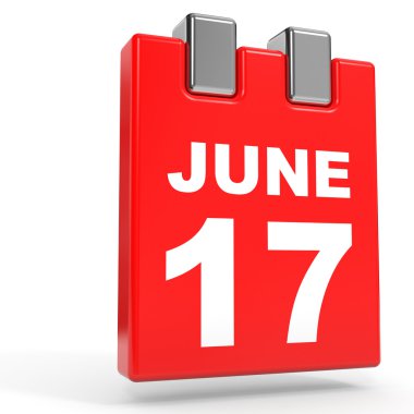 Haziran 17. Beyaz arka plan üzerinde takvim.