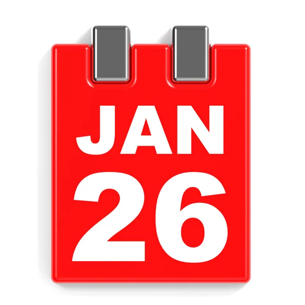 26 gennaio. Calendario su sfondo bianco . — Foto Stock