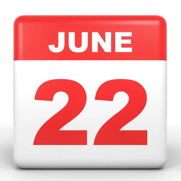 22. Juni Kalender auf weißem Hintergrund. — Stockfoto