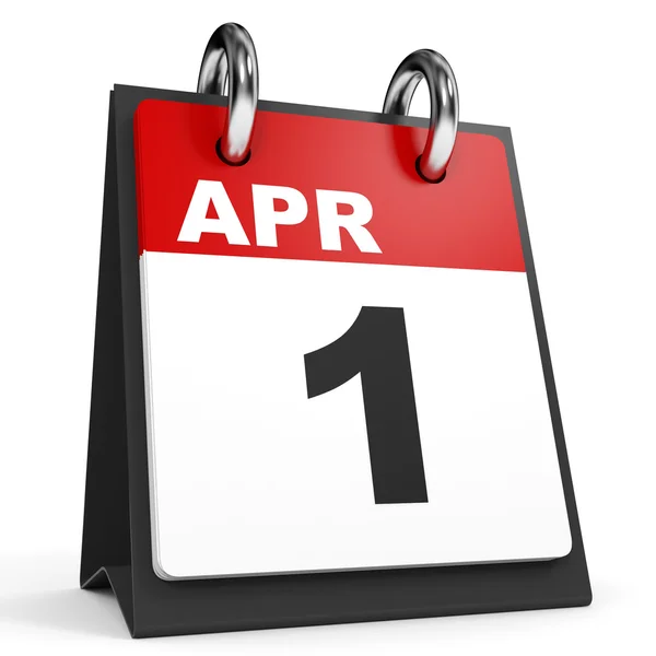 1 aprile. Calendario su sfondo bianco . — Foto Stock