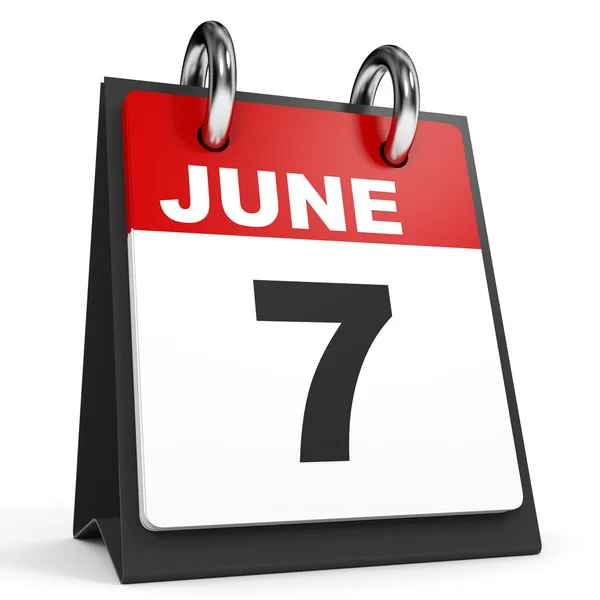 7 de junio. Calendario sobre fondo blanco . — Foto de Stock