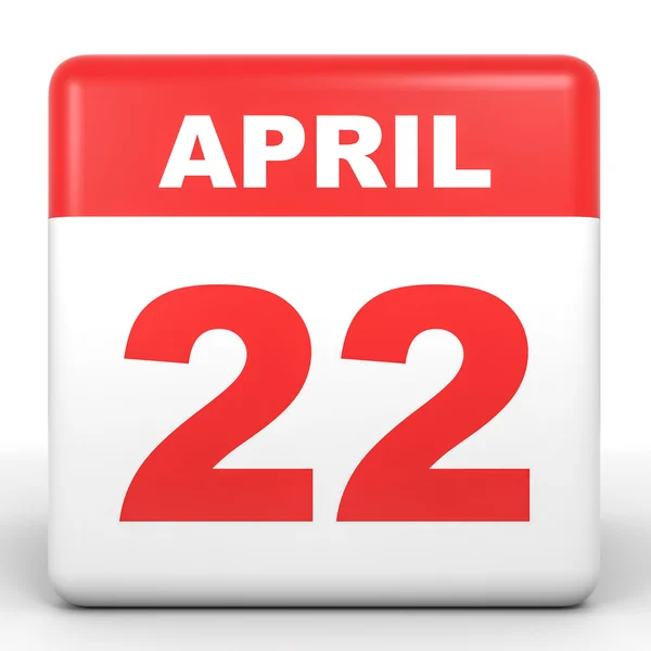 22. April Kalender auf weißem Hintergrund. — Stockfoto