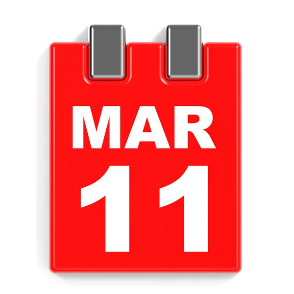 11 Μαρτίου. Ημερολόγιο σε λευκό φόντο. — Φωτογραφία Αρχείου