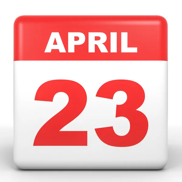 23. April Kalender auf weißem Hintergrund. — Stockfoto
