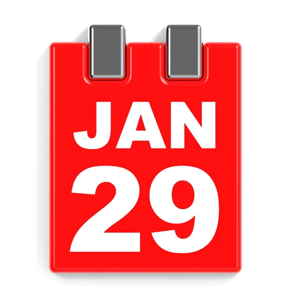 29 gennaio. Calendario su sfondo bianco . — Foto Stock