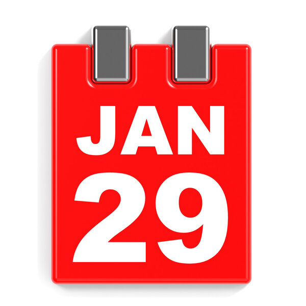 January 29. Calendar on white background.