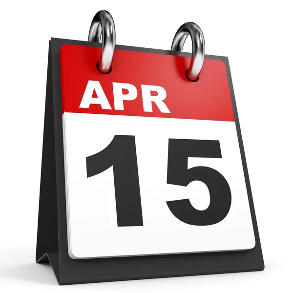 15 aprile. Calendario su sfondo bianco . — Foto Stock