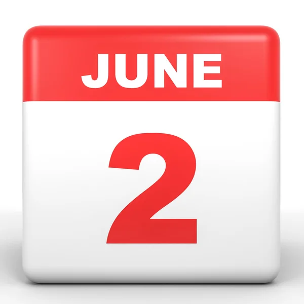 2 червня. Календар на білому тлі . — стокове фото