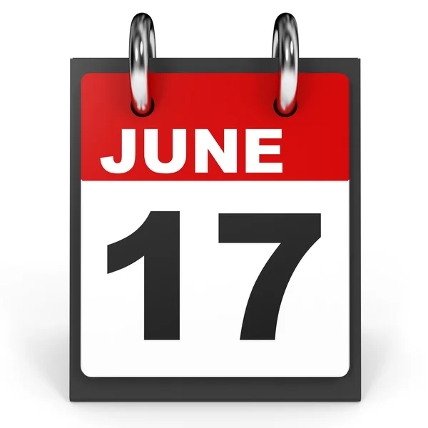 17 juni. Kalender på vit bakgrund. — Stockfoto