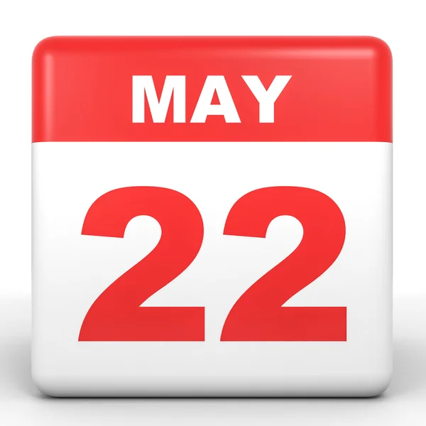 22 Μαΐου. Ημερολόγιο σε λευκό φόντο. — Φωτογραφία Αρχείου