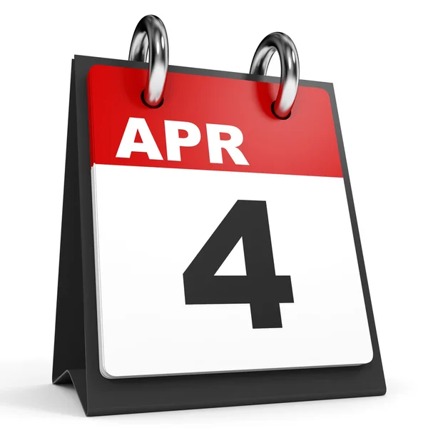 4 aprile. Calendario su sfondo bianco . — Foto Stock