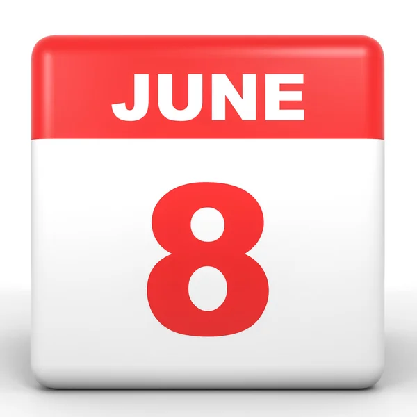 8 de junio. Calendario sobre fondo blanco . — Foto de Stock