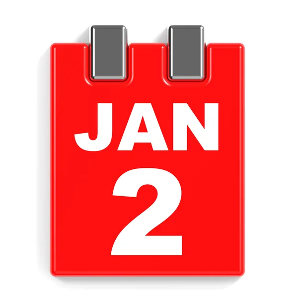 2 januari. Kalender op witte achtergrond. — Stockfoto
