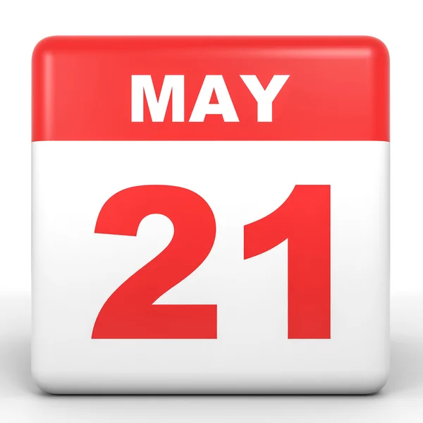 21 mei. Kalender op witte achtergrond. — Stockfoto