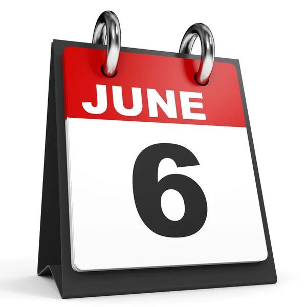 June 6. Calendar on white background. — Stock Photo, Image