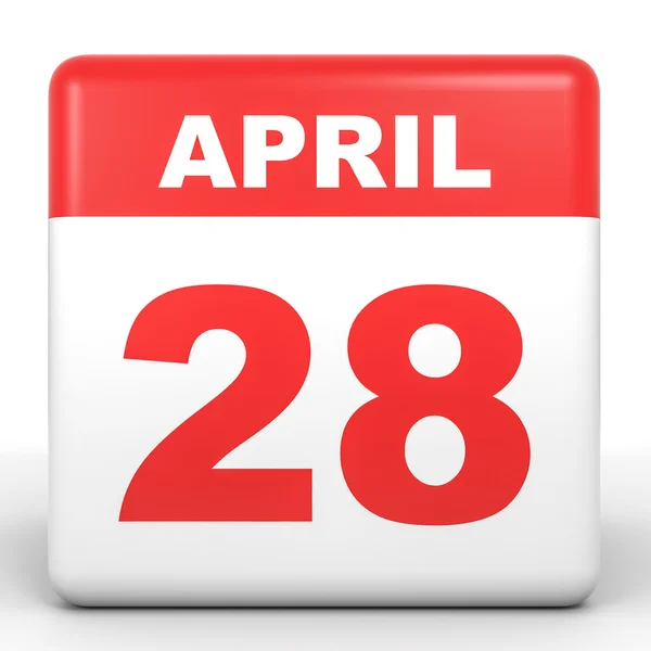 4 月 28 日。白色背景上的日历. — 图库照片
