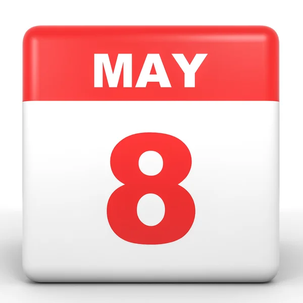 8. Mai Kalender auf weißem Hintergrund. — Stockfoto