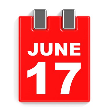 Haziran 17. Beyaz arka plan üzerinde takvim.