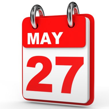 27 Mayıs. Beyaz arka plan üzerinde takvim.