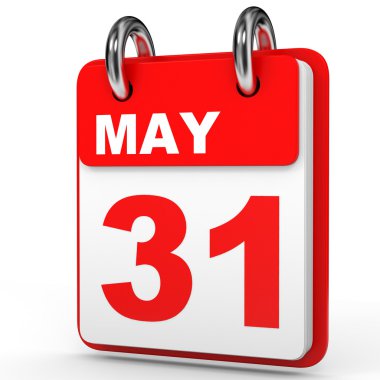 31 Mayıs. Beyaz arka plan üzerinde takvim.