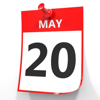 20 Mayıs. Beyaz arka plan üzerinde takvim.