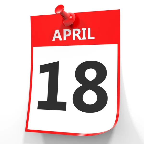 18 aprile. Calendario su sfondo bianco . — Foto Stock