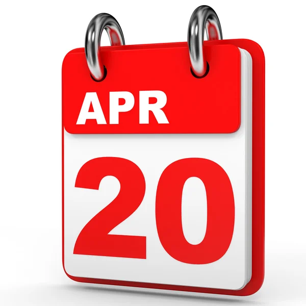 April 20. Calendar on white background. — Stock Photo, Image