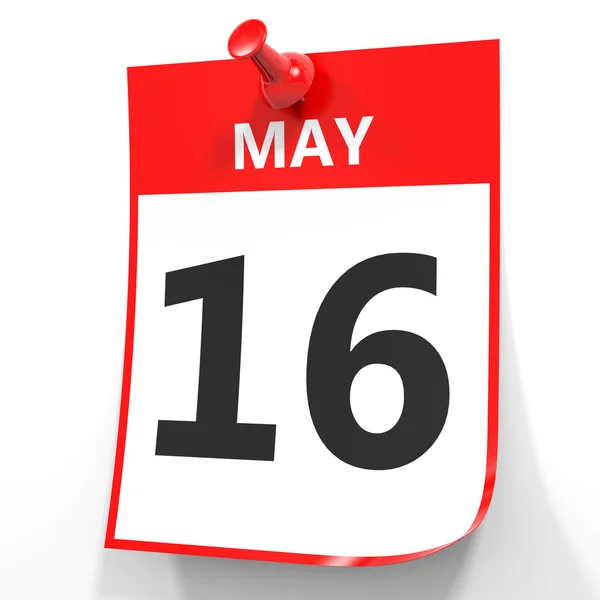 16 de mayo. Calendario sobre fondo blanco . — Foto de Stock