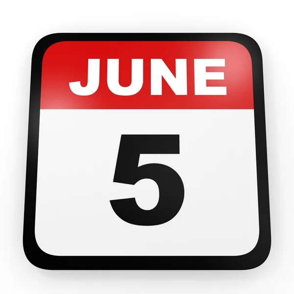 5. Juni Kalender auf weißem Hintergrund. — Stockfoto