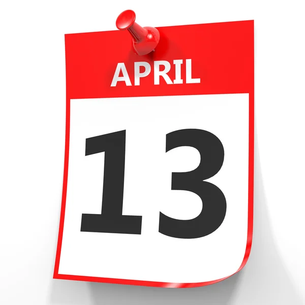 13. April Kalender auf weißem Hintergrund. — Stockfoto