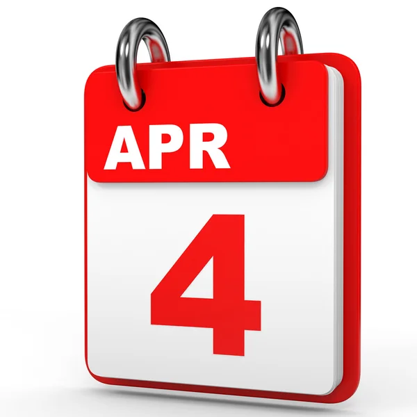 4 aprile. Calendario su sfondo bianco . — Foto Stock