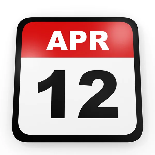 12. April Kalender auf weißem Hintergrund. — Stockfoto