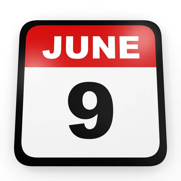 9 juni. Kalender på vit bakgrund. — Stockfoto
